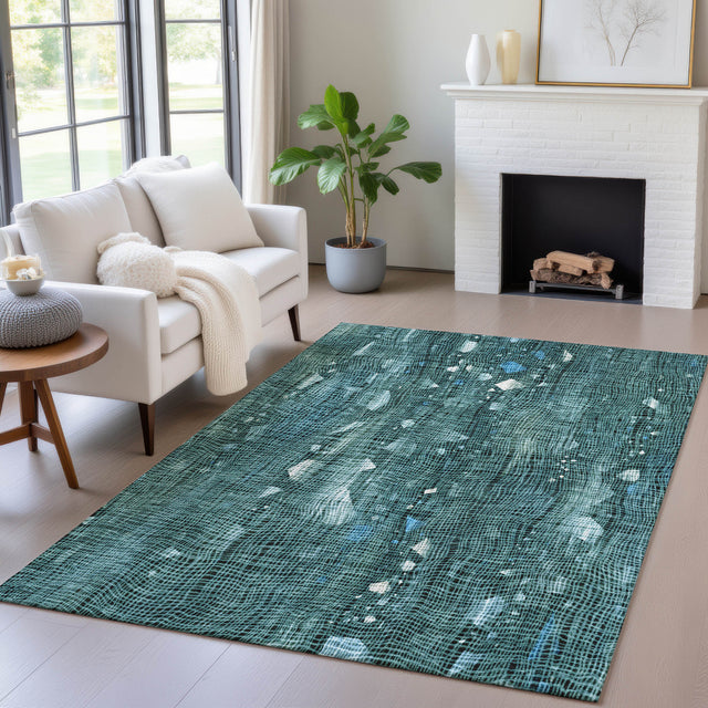 Addison Chantille ACN2092 Abstract Machine Made Transitional Teal Rug