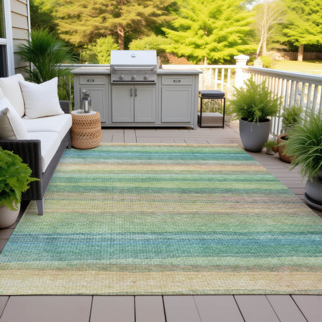 Addison Chantille ACN2093 Stripes Machine Made Transitional Aloe Rug