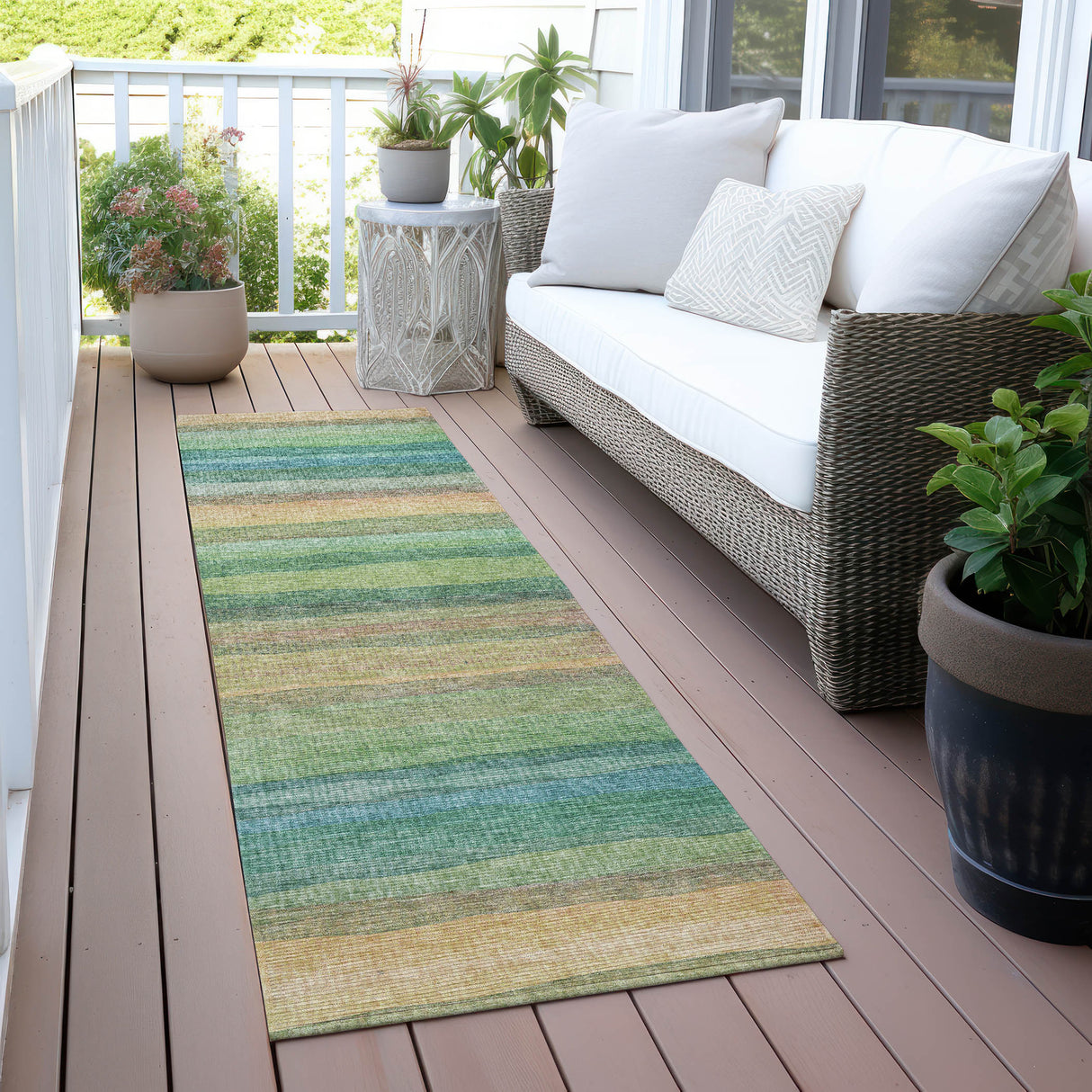 Addison Chantille ACN2093 Stripes Machine Made Transitional Aloe Rug