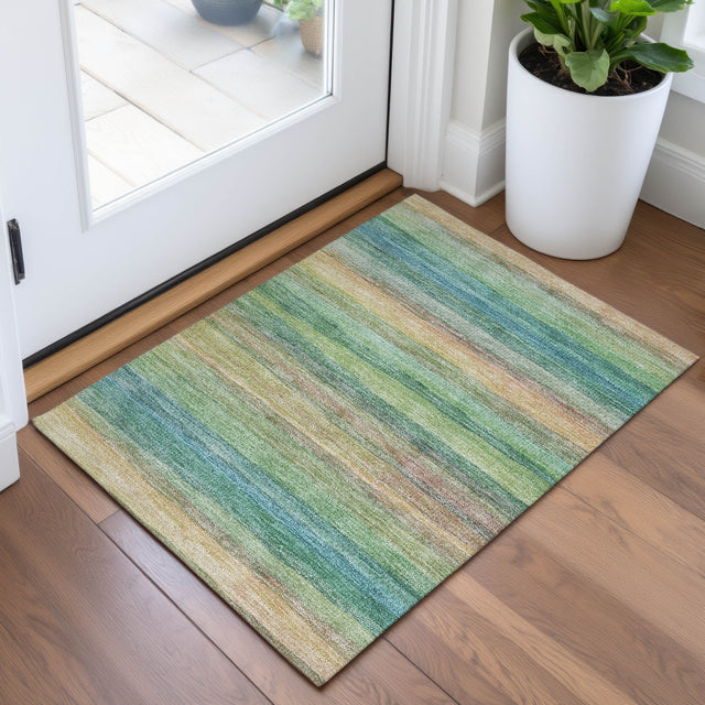 Addison Chantille ACN2093 Stripes Machine Made Transitional Aloe Rug