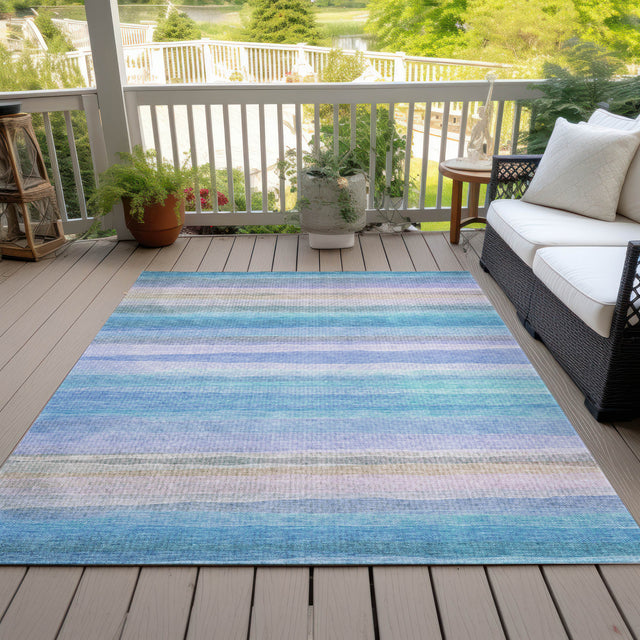 Addison Chantille ACN2093 Stripes Machine Made Transitional Aqua Rug