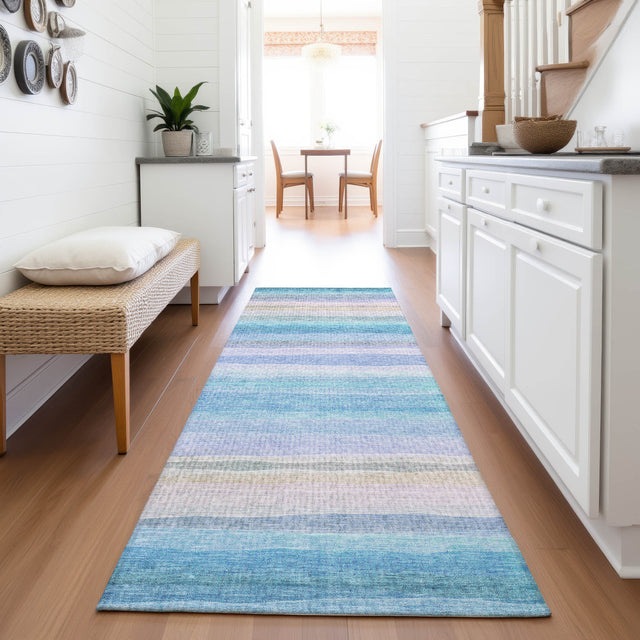 Addison Chantille ACN2093 Stripes Machine Made Transitional Aqua Rug