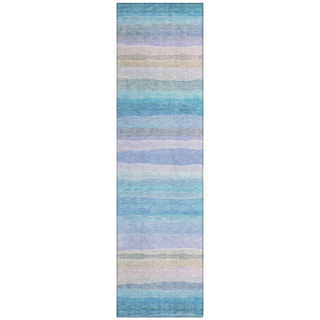 Addison Chantille ACN2093 Stripes Machine Made Transitional Aqua Rug