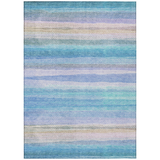 Addison Chantille ACN2093 Stripes Machine Made Transitional Aqua Rug