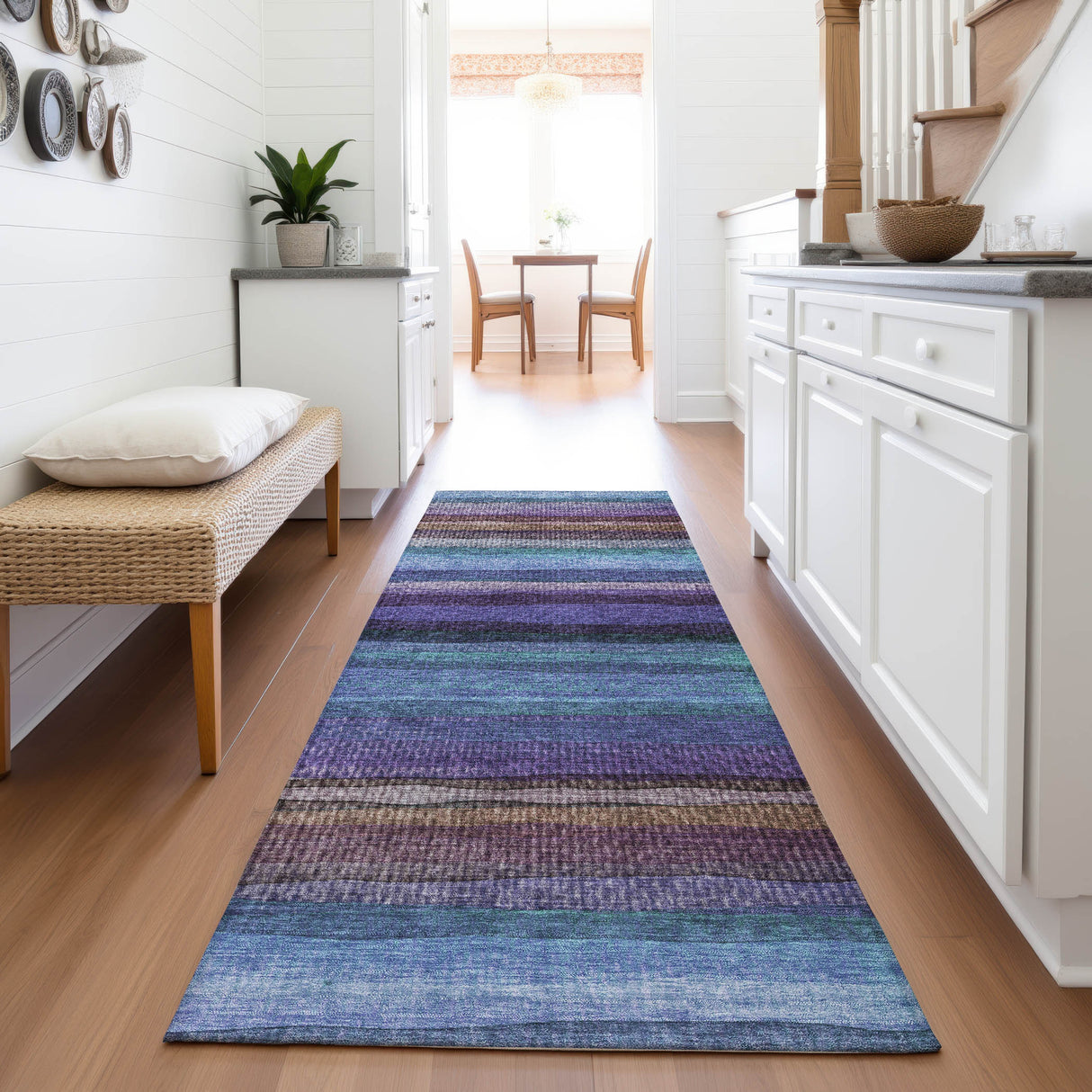Addison Chantille ACN2093 Stripes Machine Made Transitional Blue Rug