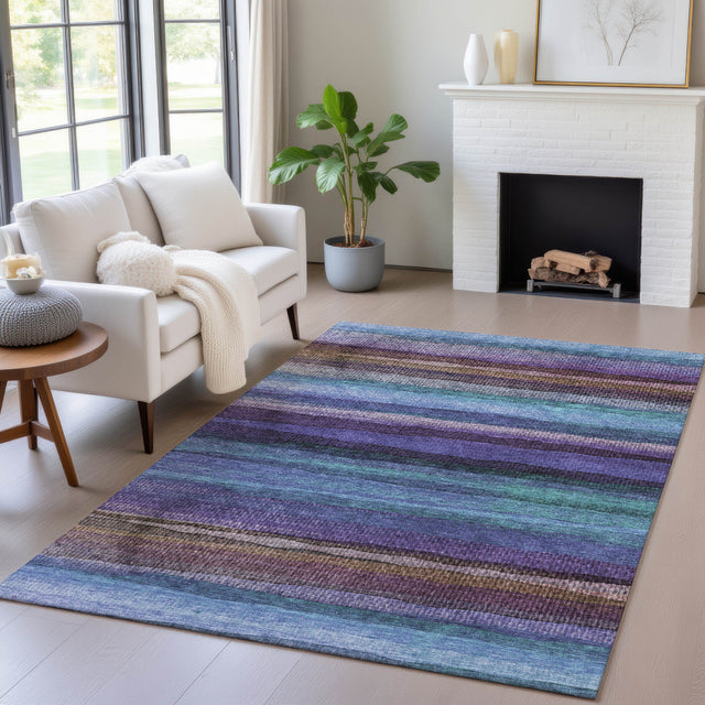 Addison Chantille ACN2093 Stripes Machine Made Transitional Blue Rug