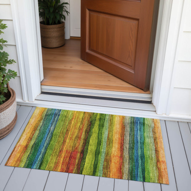 Addison Chantille ACN2093 Stripes Machine Made Transitional Green Rug