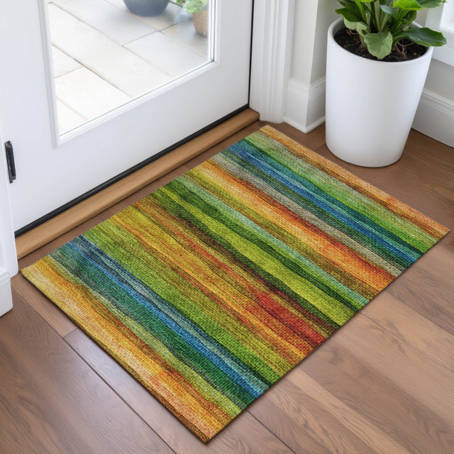 Addison Chantille ACN2093 Stripes Machine Made Transitional Green Rug