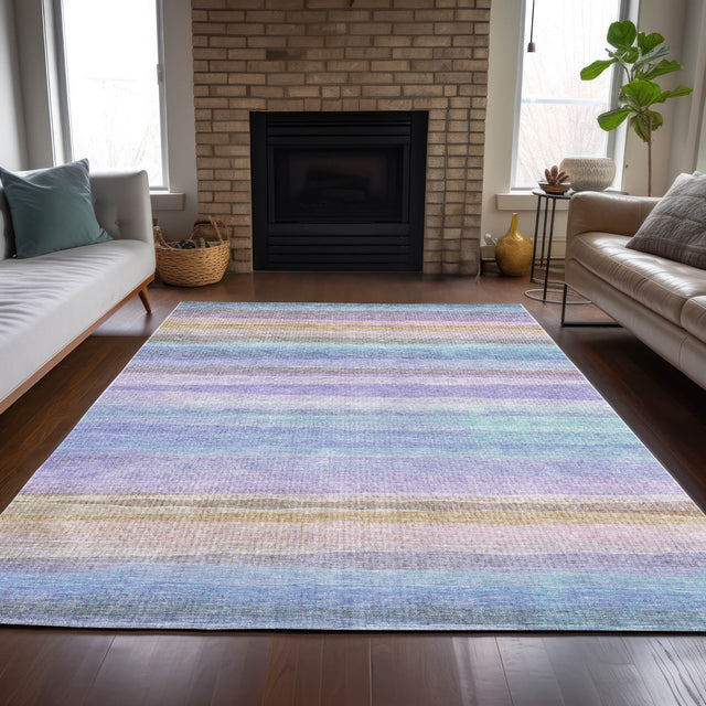 Addison Chantille ACN2093 Stripes Machine Made Transitional Lavender Rug
