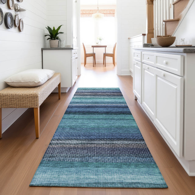 Addison Chantille ACN2093 Stripes Machine Made Transitional Teal Rug