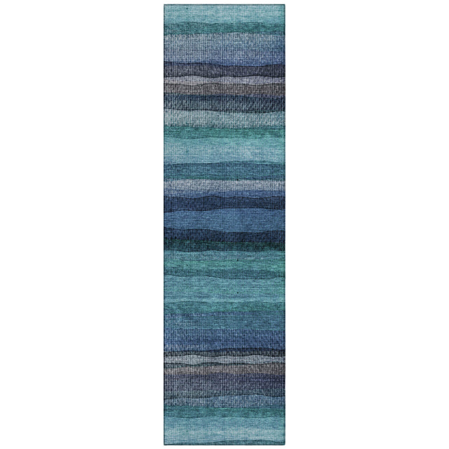 Addison Chantille ACN2093 Stripes Machine Made Transitional Teal Rug