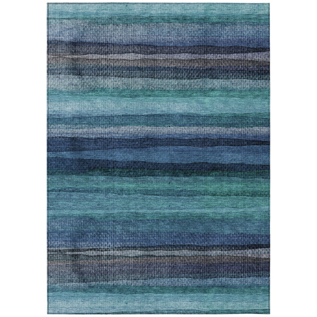 Addison Chantille ACN2093 Stripes Machine Made Transitional Teal Rug