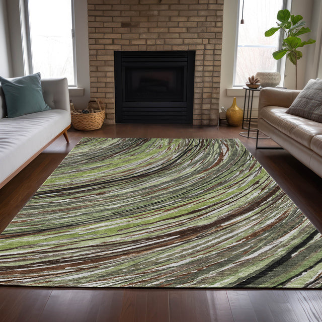 Addison Chantille ACN2094 Swirls Machine Made Transitional Aloe Rug