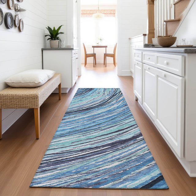 Addison Chantille ACN2094 Swirls Machine Made Transitional Blue Rug