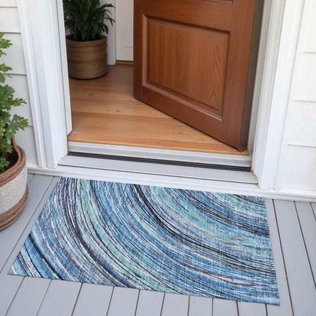 Addison Chantille ACN2094 Swirls Machine Made Transitional Blue Rug