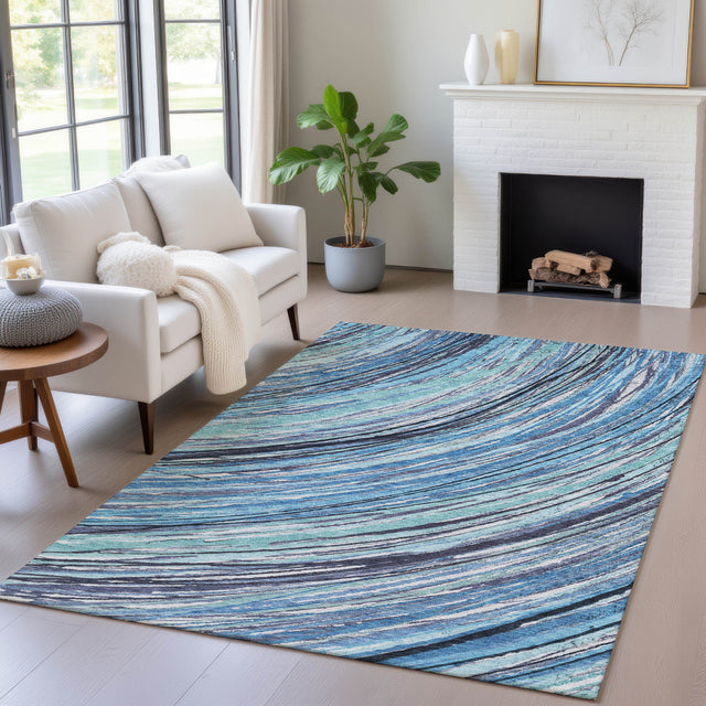 Addison Chantille ACN2094 Swirls Machine Made Transitional Blue Rug