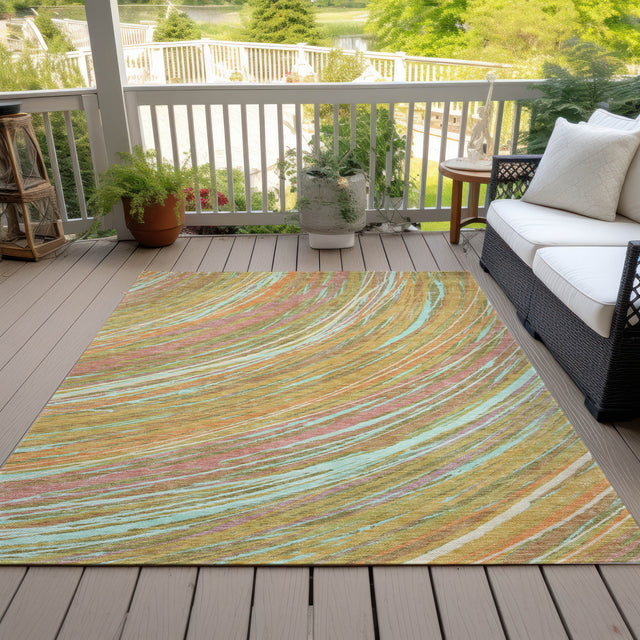 Addison Chantille ACN2094 Swirls Machine Made Transitional Gold Rug