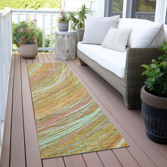 Addison Chantille ACN2094 Swirls Machine Made Transitional Gold Rug