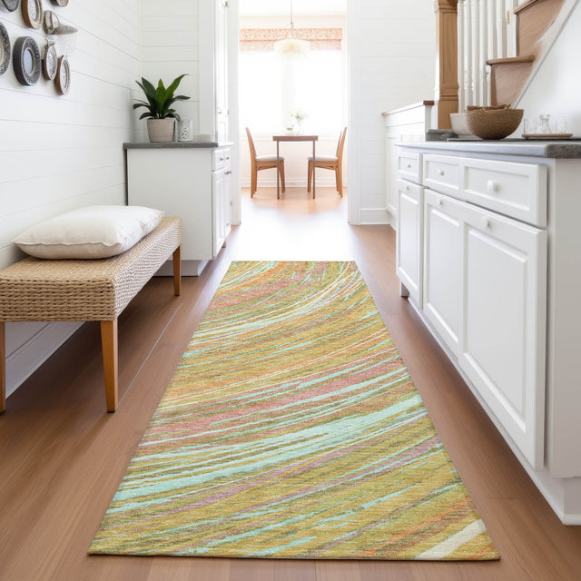 Addison Chantille ACN2094 Swirls Machine Made Transitional Gold Rug