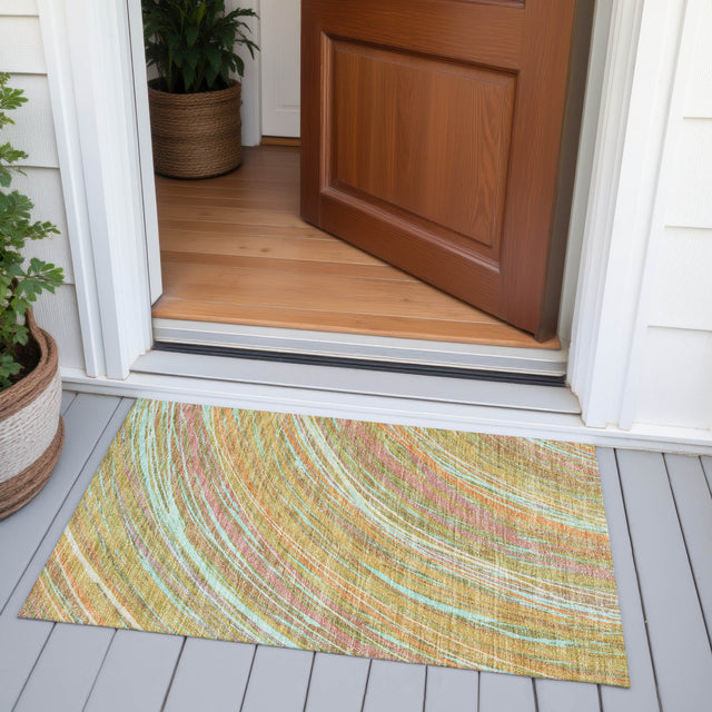 Addison Chantille ACN2094 Swirls Machine Made Transitional Gold Rug