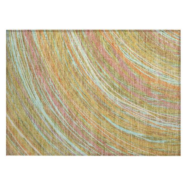 Addison Chantille ACN2094 Swirls Machine Made Transitional Gold Rug