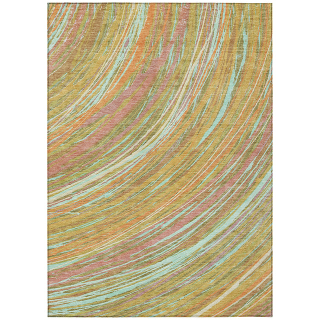 Addison Chantille ACN2094 Swirls Machine Made Transitional Gold Rug