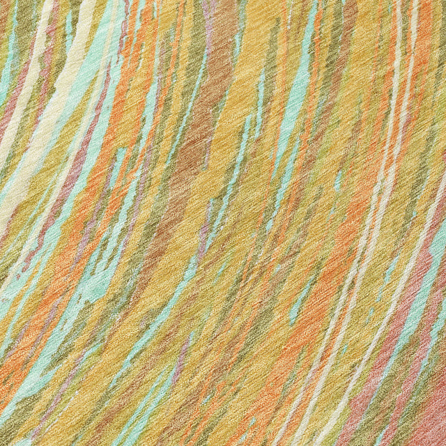 Addison Chantille ACN2094 Swirls Machine Made Transitional Gold Rug