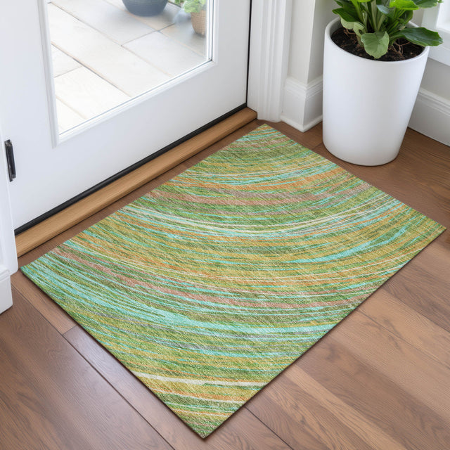 Addison Chantille ACN2094 Swirls Machine Made Transitional Green Rug