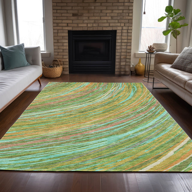 Addison Chantille ACN2094 Swirls Machine Made Transitional Green Rug