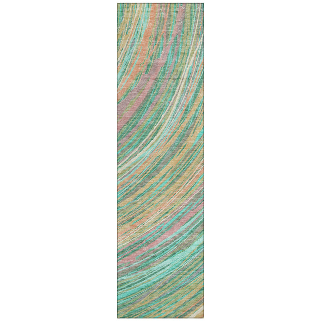 Addison Chantille ACN2094 Swirls Machine Made Transitional Teal Rug