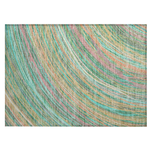 Addison Chantille ACN2094 Swirls Machine Made Transitional Teal Rug