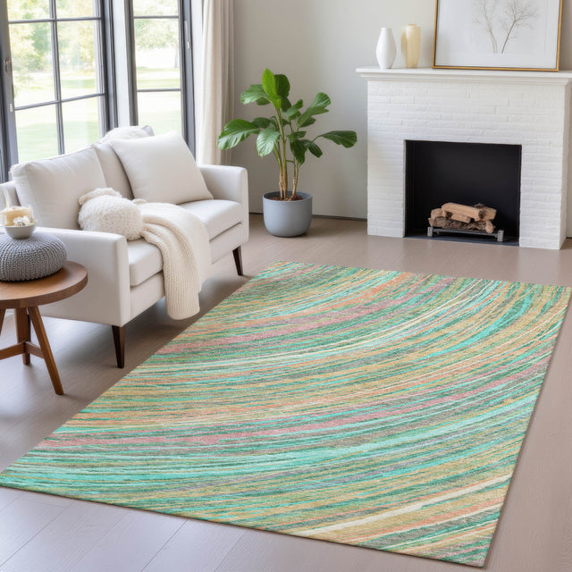 Addison Chantille ACN2094 Swirls Machine Made Transitional Teal Rug