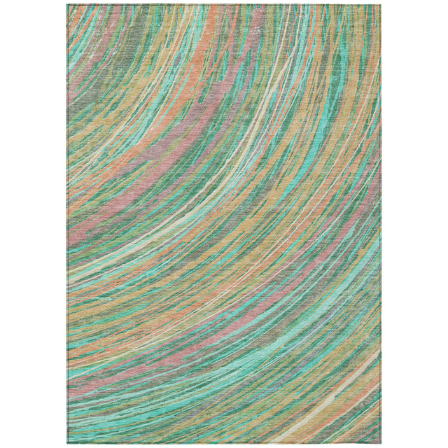 Addison Chantille ACN2094 Swirls Machine Made Transitional Teal Rug