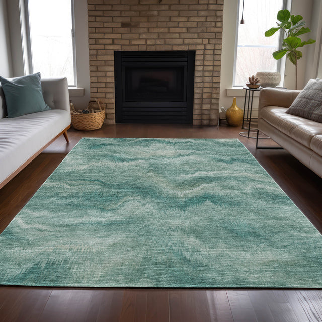 Addison Chantille ACN2095 Waves Machine Made Transitional Teal Rug