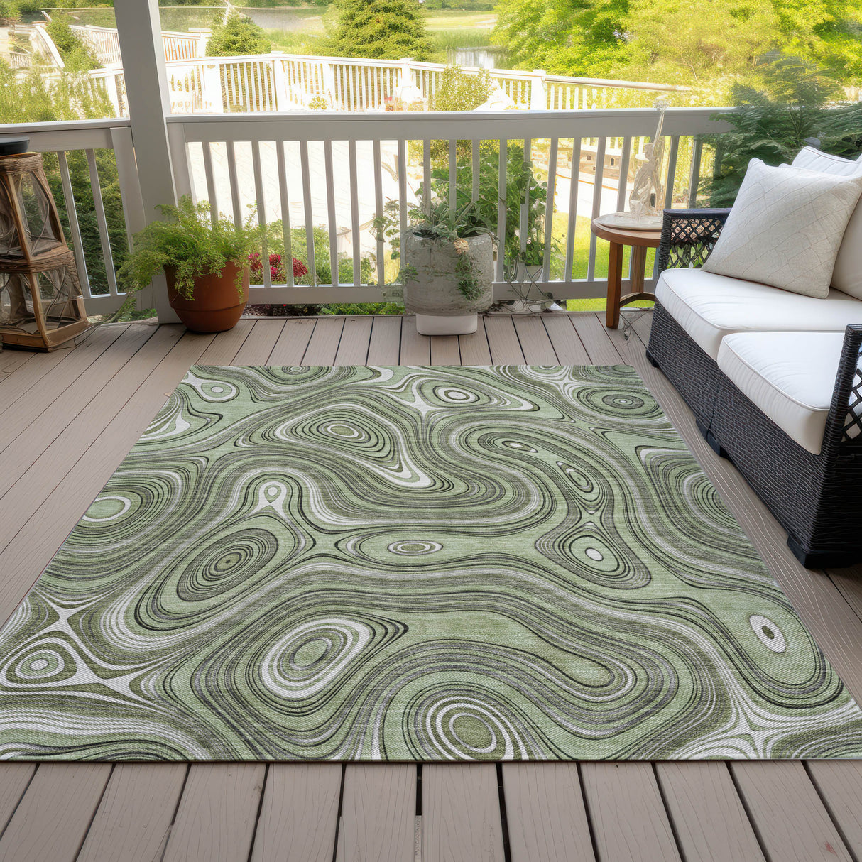 Addison Chantille ACN2097 Geometric Machine Made Transitional Aloe Rug