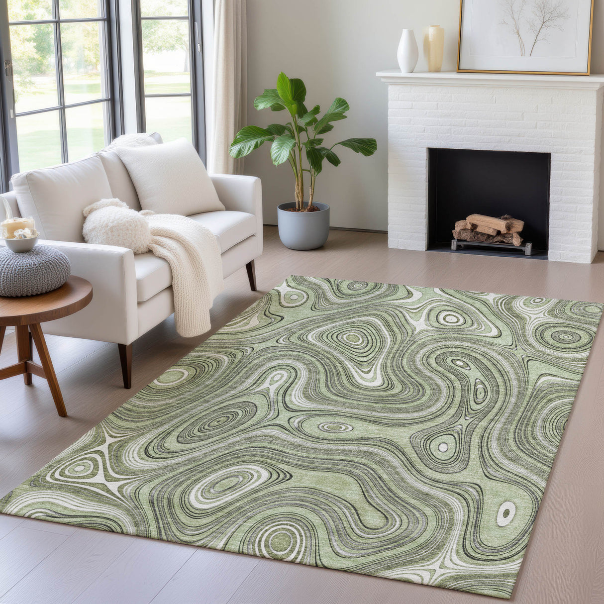 Addison Chantille ACN2097 Geometric Machine Made Transitional Aloe Rug
