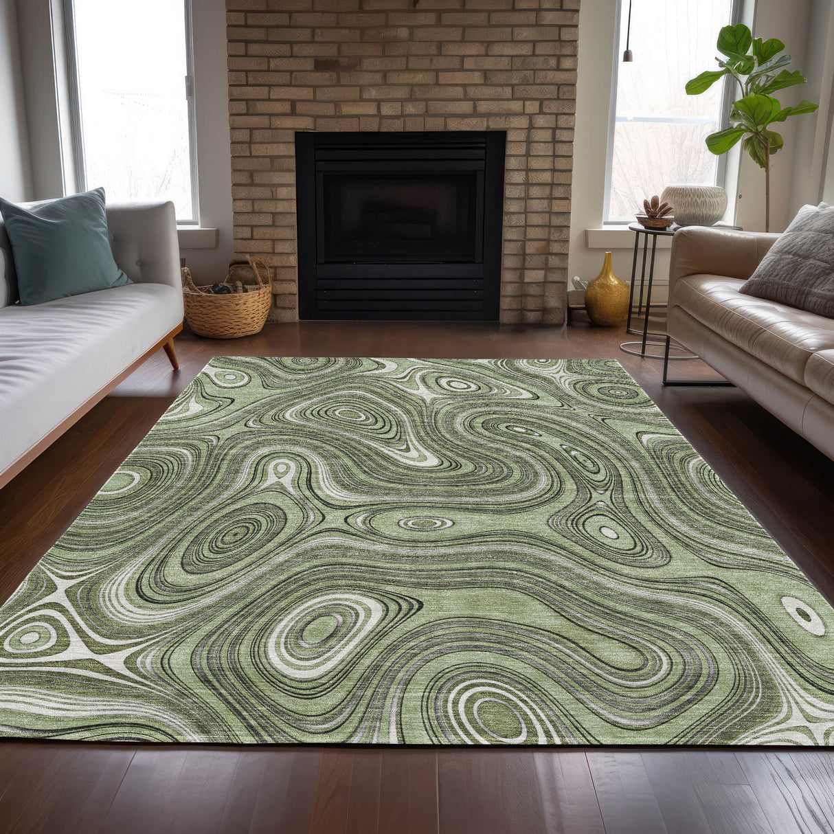 Addison Chantille ACN2097 Geometric Machine Made Transitional Aloe Rug
