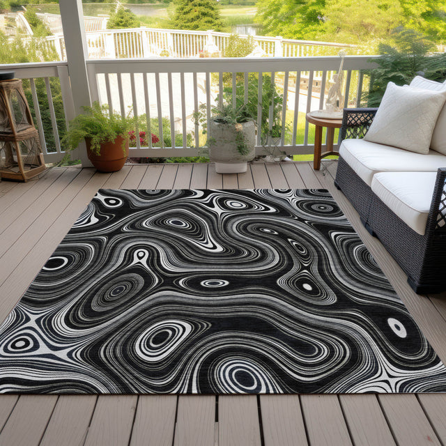 Addison Chantille ACN2097 Geometric Machine Made Transitional Black Rug