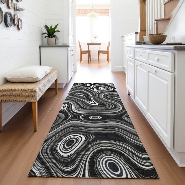 Addison Chantille ACN2097 Geometric Machine Made Transitional Black Rug