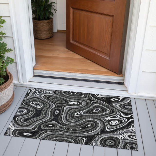 Addison Chantille ACN2097 Geometric Machine Made Transitional Black Rug