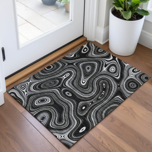 Addison Chantille ACN2097 Geometric Machine Made Transitional Black Rug