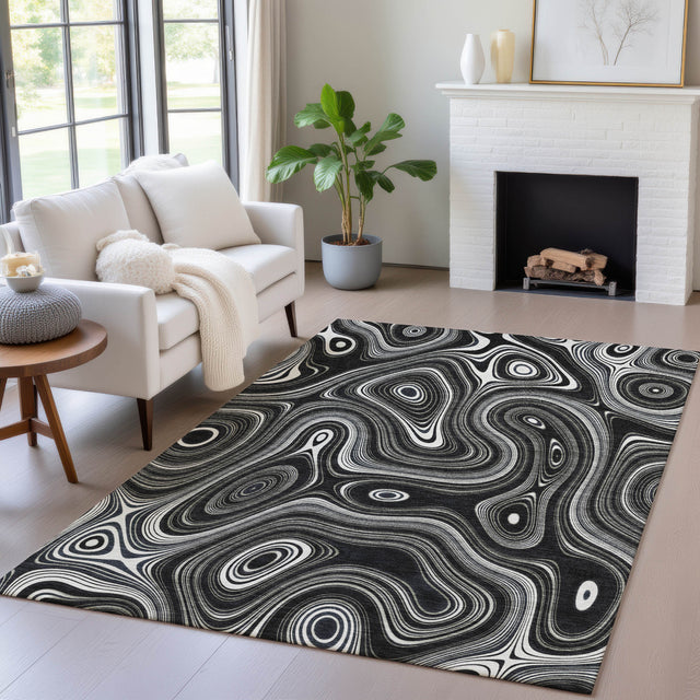 Addison Chantille ACN2097 Geometric Machine Made Transitional Black Rug