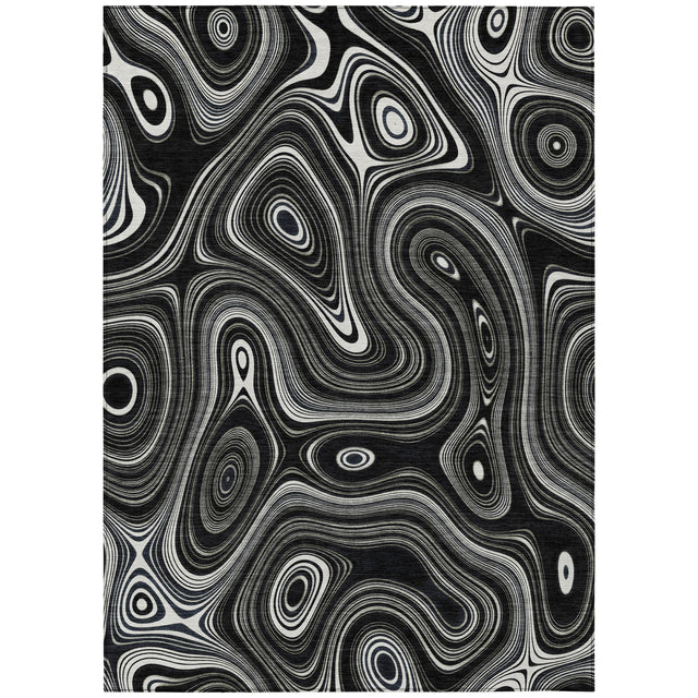 Addison Chantille ACN2097 Geometric Machine Made Transitional Black Rug