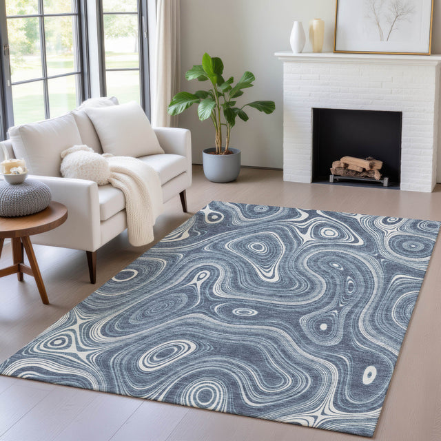 Addison Chantille ACN2097 Geometric Machine Made Transitional Blue Rug