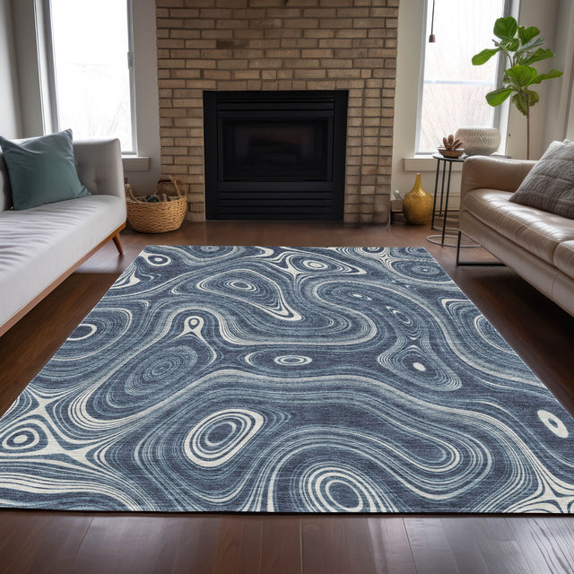 Addison Chantille ACN2097 Geometric Machine Made Transitional Blue Rug
