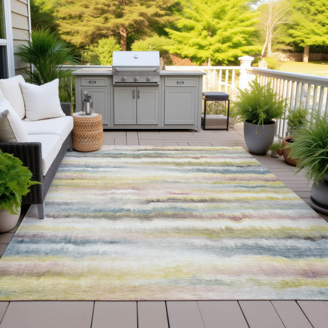 Addison Chantille ACN2098 Stripes Machine Made Transitional Gold Rug
