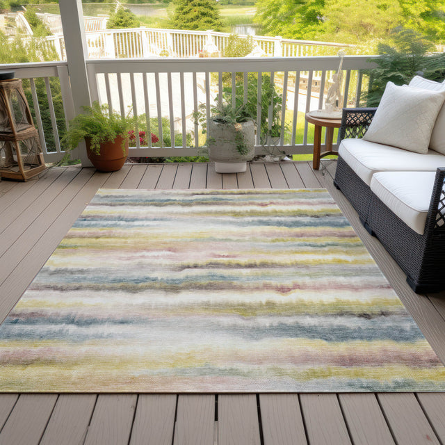 Addison Chantille ACN2098 Stripes Machine Made Transitional Gold Rug