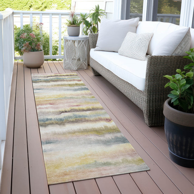 Addison Chantille ACN2098 Stripes Machine Made Transitional Gold Rug