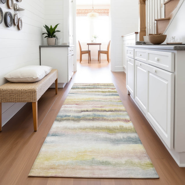 Addison Chantille ACN2098 Stripes Machine Made Transitional Gold Rug