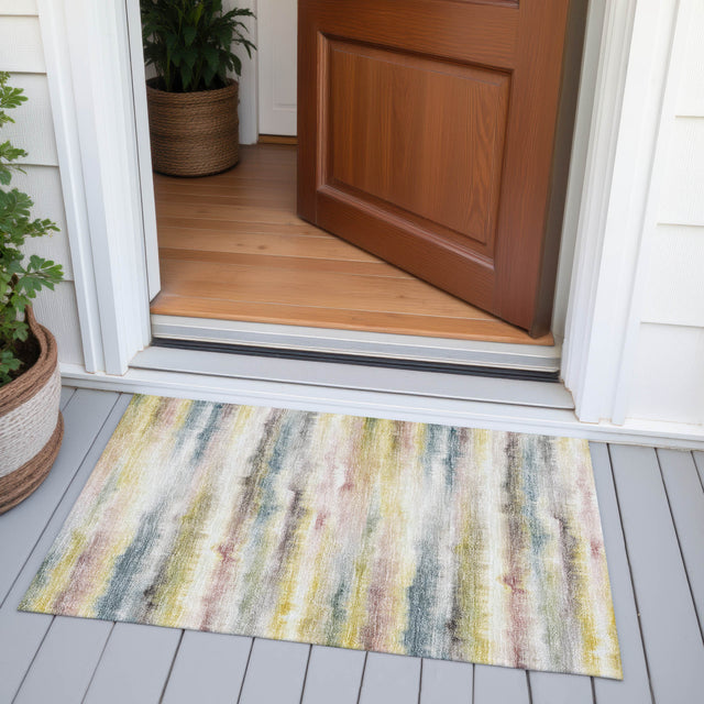 Addison Chantille ACN2098 Stripes Machine Made Transitional Gold Rug